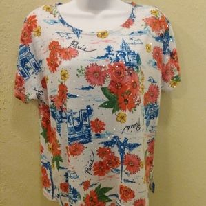 🌻Cathy Daniels Beautiful Paris Embellished Top